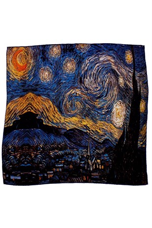Van Gogh Starry Night Desenli İpek Bandana